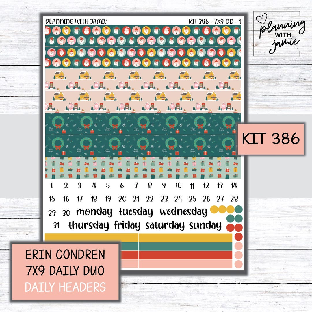 Kit 386 Erin Condren 7x9 Daily Duo || Weekly Sticker Kit || 7X9 Daily ...