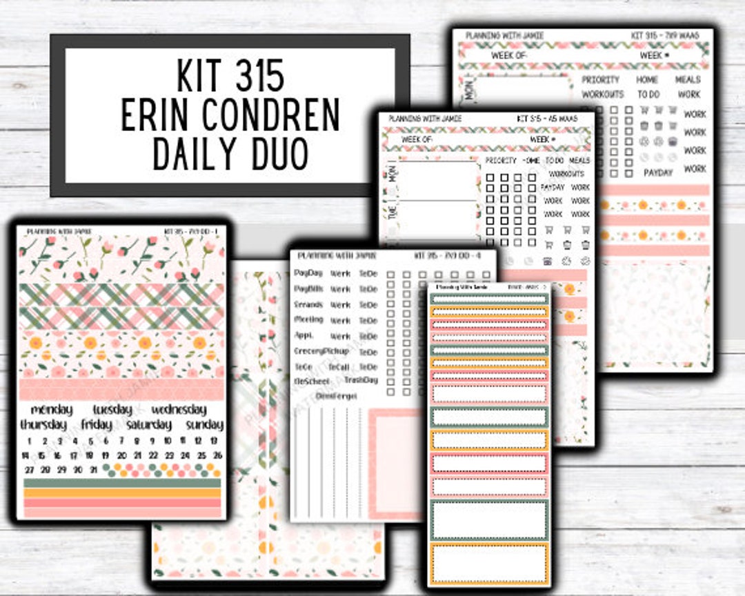 Kit 315 Erin Condren Daily Duo || Weekly Sticker Kit || Daily Duo ...