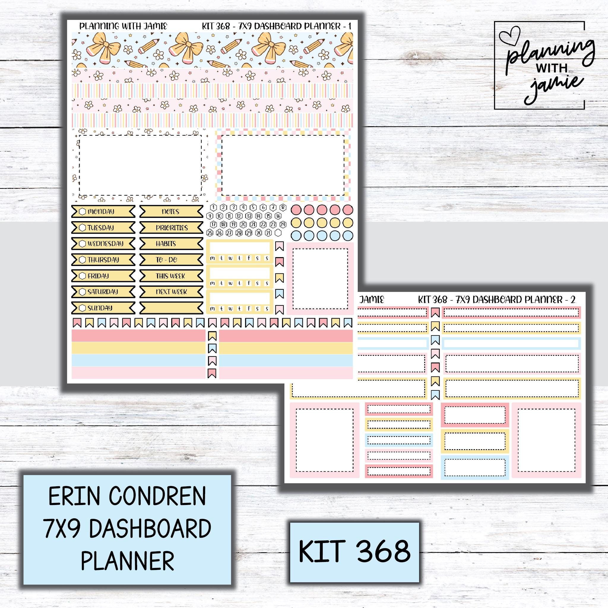 Kit 368 Erin Condren Dashboard Planner Sticker Kit || Dashboard Weekly ...