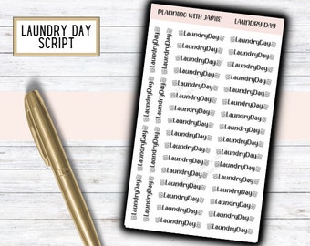 LAUNDRY DAY Planner Stickers, LAUNDRY Sticker, Laundry Script, Planner Stickers, Mom Planning Stickers,  Chores Stickers