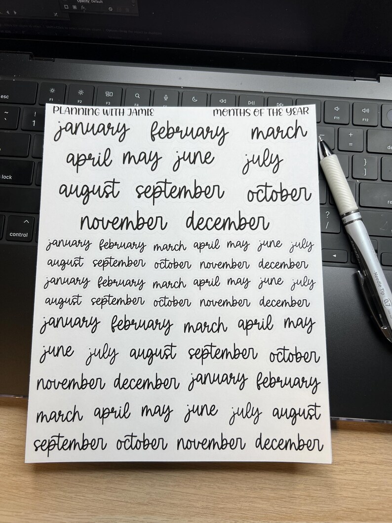 Script Minths MONTHS OF the YEAR Script Stickers - Etsy
