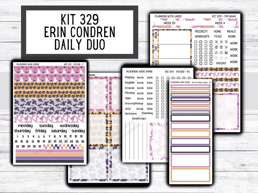 Daily Double Sticker Kit 329 Erin Condren Daily Duo || Weekly Sticker Kit || Daily Duo ...