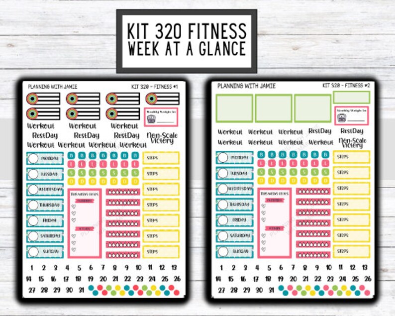 Kit 320 Weekly Fitness Sticker Kit Weekly Sticker Kit Happy Planner