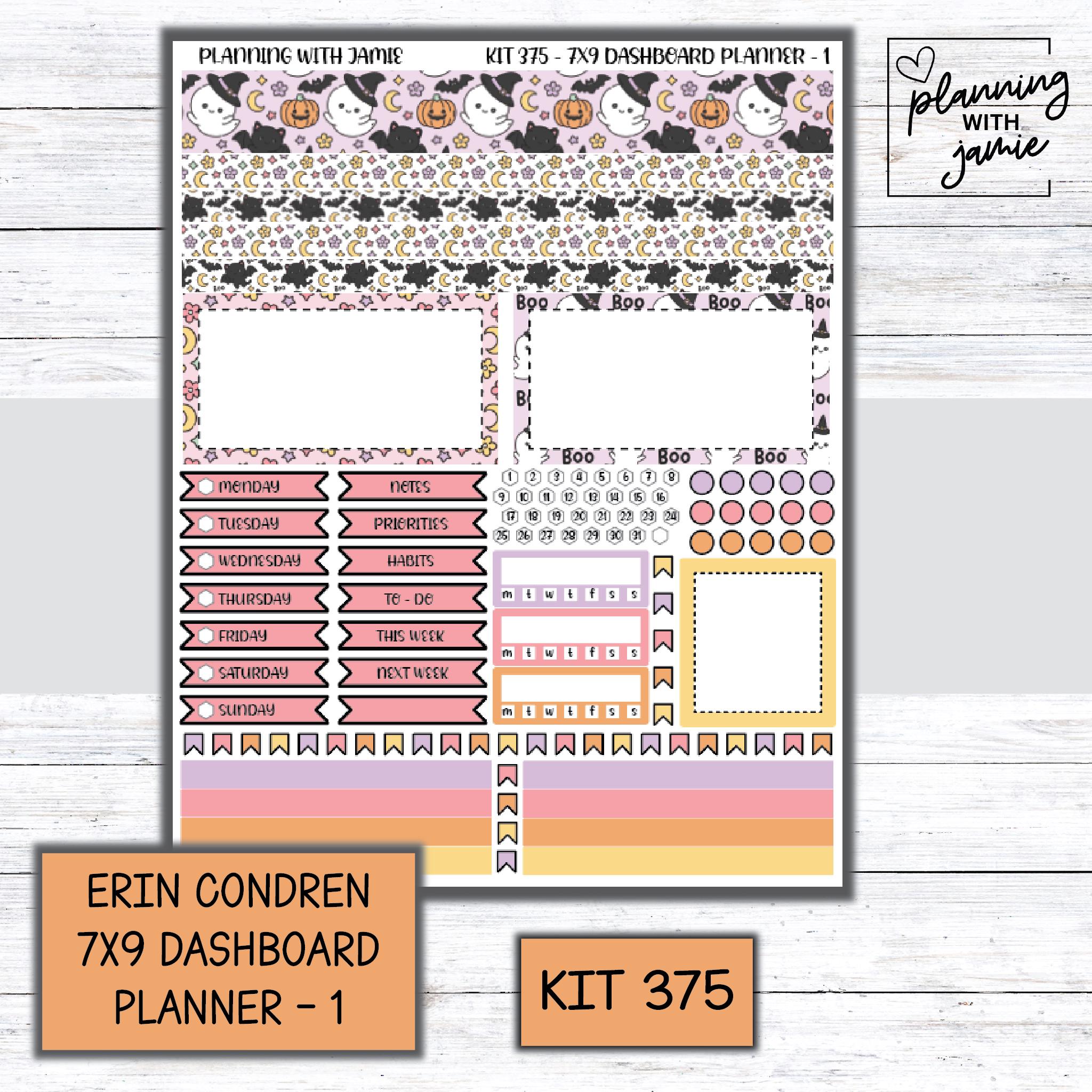 Kit 375 Erin Condren Dashboard Planner Sticker Kit || Dashboard Weekly ...