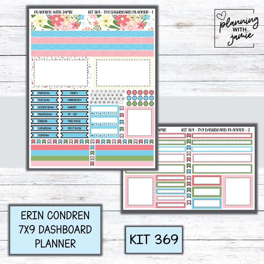 Kit 369 Erin Condren Dashboard Planner Sticker Kit || Dashboard Weekly ...