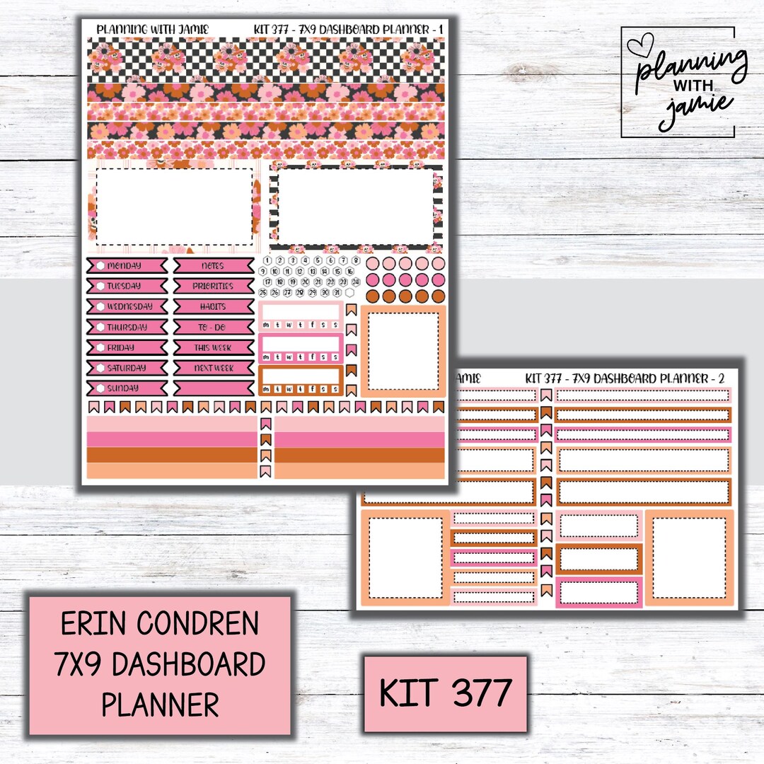 Kit 377 Erin Condren Dashboard Planner Sticker Kit || Dashboard Weekly ...