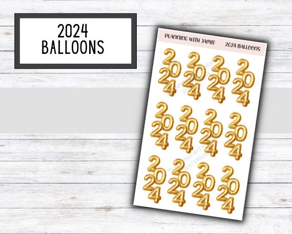 2024 Balloon Stickers, 2024 Sticker, Planner Stickers, Planning ...