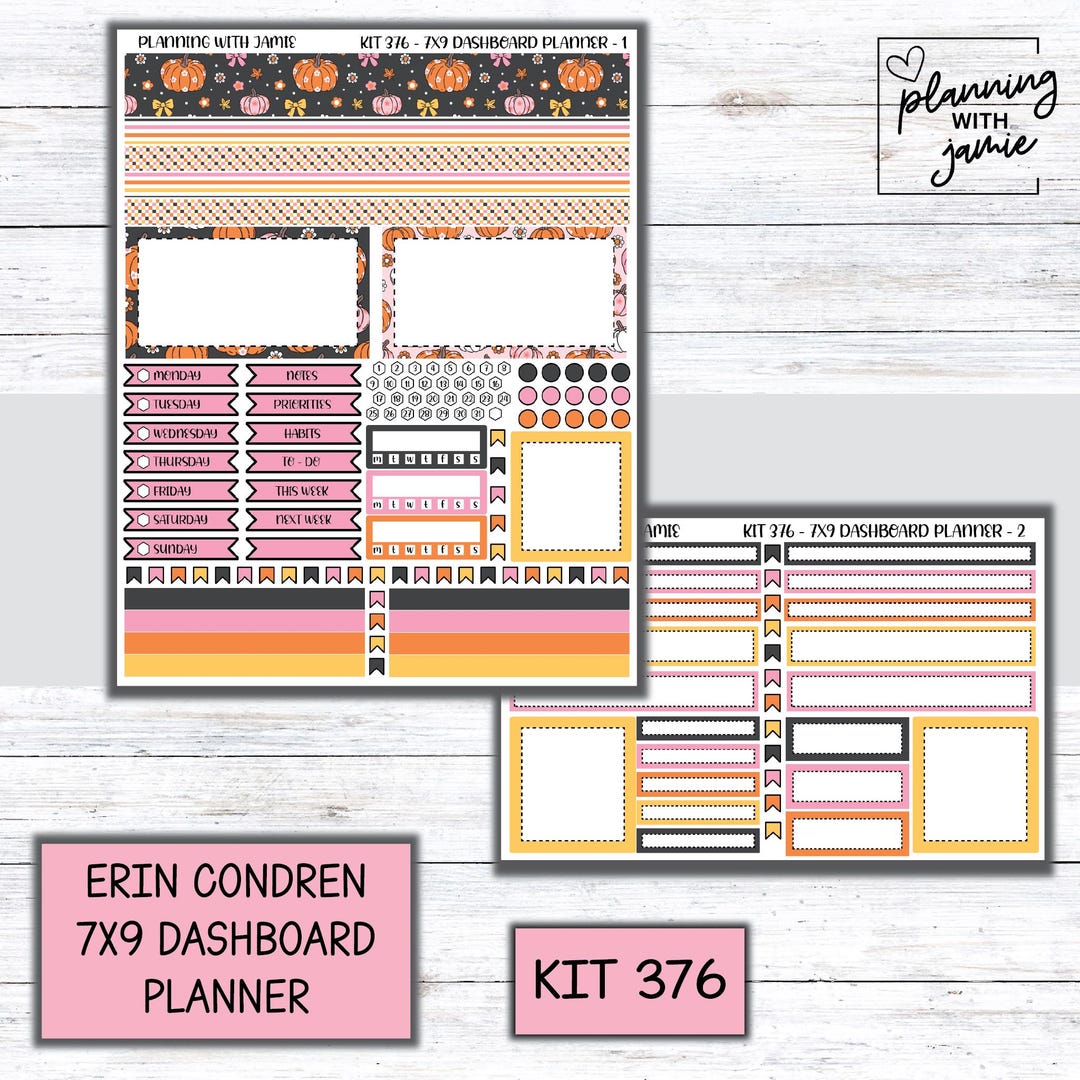 Kit 376 Erin Condren Dashboard Planner Sticker Kit || Dashboard Weekly ...