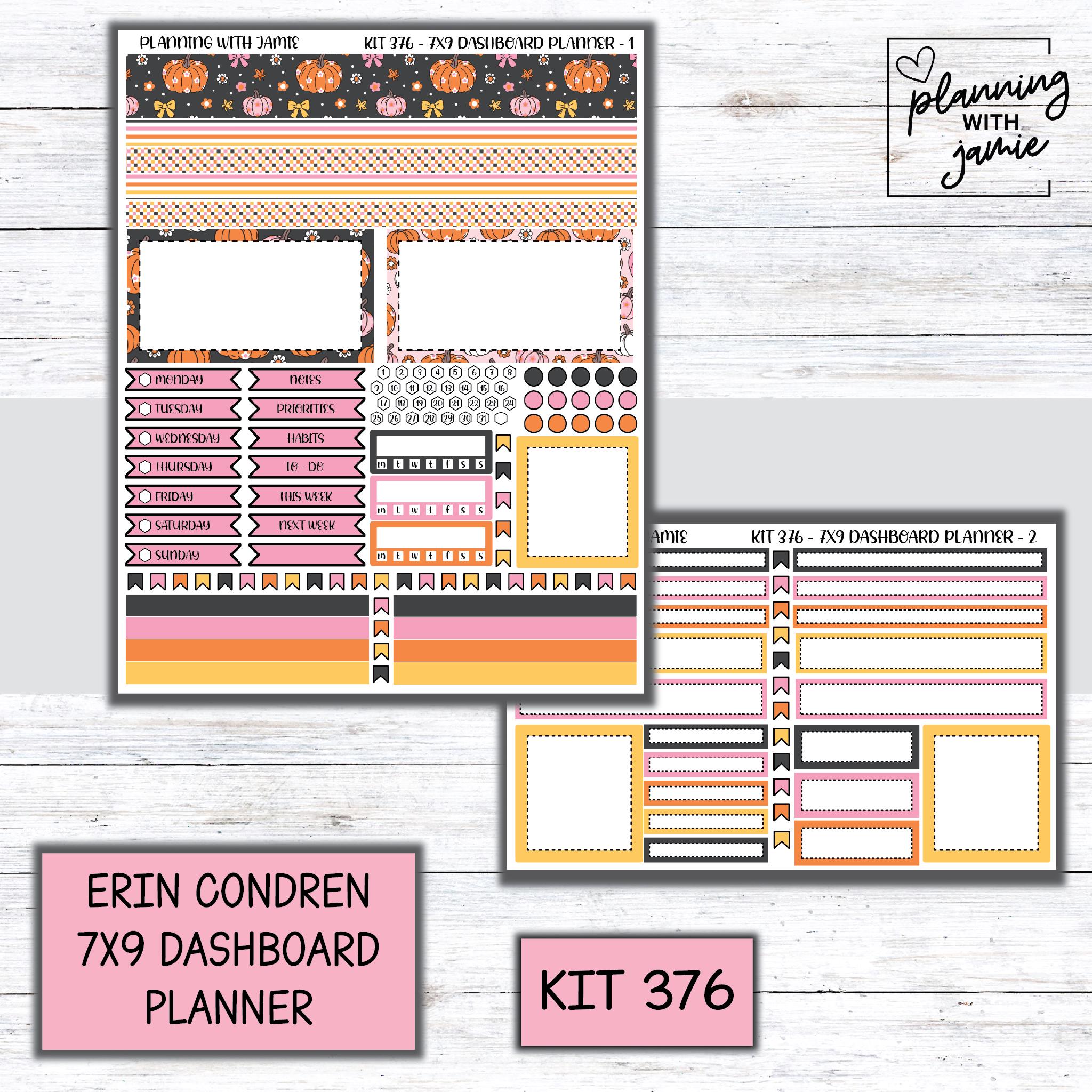 Kit 376 Erin Condren Dashboard Planner Sticker Kit || Dashboard Weekly ...