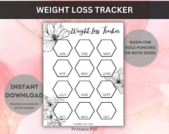 Weight Loss Tracker | Weight Loss Printable | Weight Loss Tracker Printable | Wt Loss Printable | Wt Tracker | Printable | Planner Printable