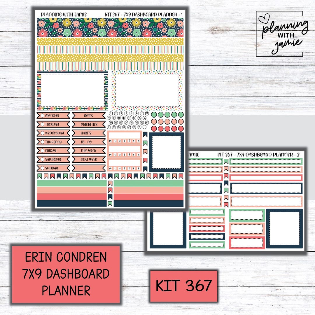 Kit 367 Erin Condren Dashboard Planner Sticker Kit || Dashboard Weekly ...