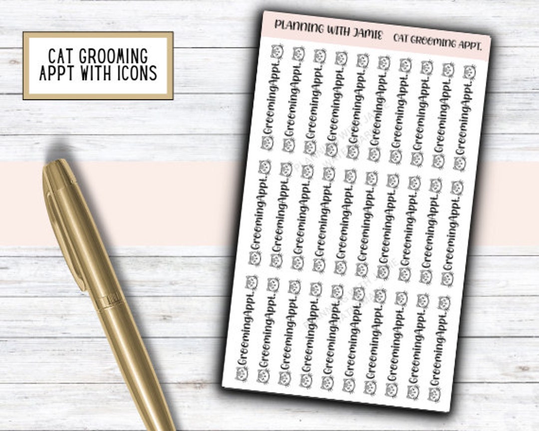 CAT GROOMING APPOINTMENT Stickers, Cat Grooming, Cat Grooming Planner ...