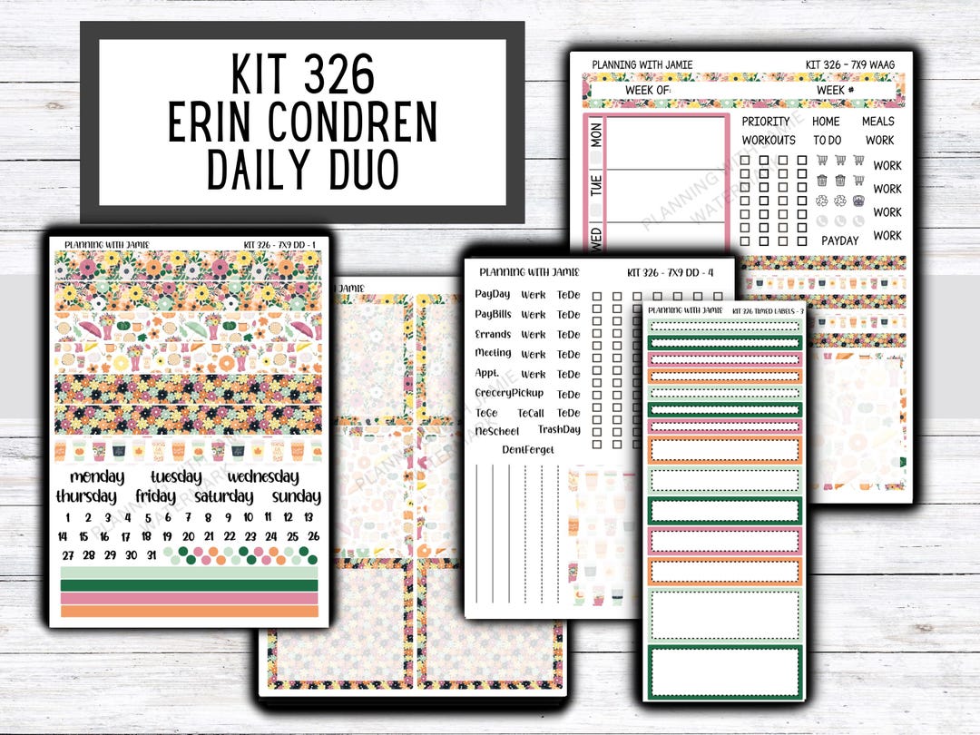 Kit 326 Erin Condren Daily Duo || Weekly Sticker Kit || Daily Duo ...