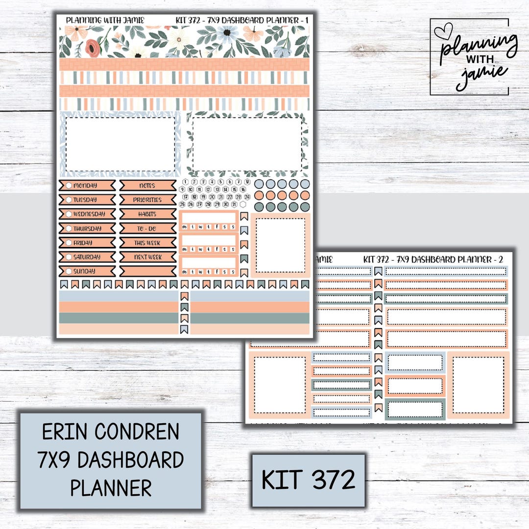 Kit 372 Erin Condren Dashboard Planner Sticker Kit || Dashboard Weekly ...