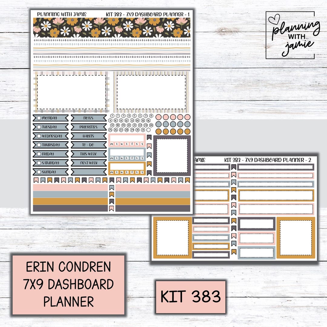 Kit 383 Erin Condren Dashboard Planner Sticker Kit || Dashboard Weekly ...