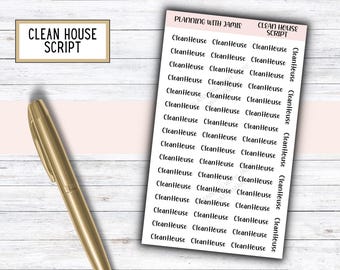 CLEAN HOUSE Planner Stickers, Cleaning Sticker, Planner Stickers, Mom Planning Stickers, Cleaning Script, Cleaning House Stickers