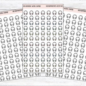 HEADPHONES ICONS, Music Stickers, Daily Icon Stickers, Audiobook Sticker, Podcast Sticker, Headphone Sticker, Planner Stickers, Self Care