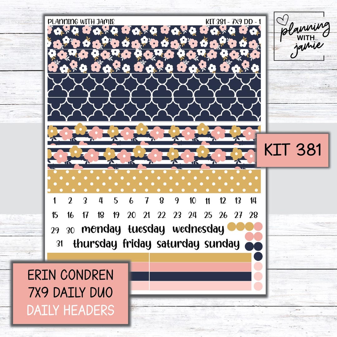 Kit 381 Erin Condren 7x9 Daily Duo || Weekly Sticker Kit || 7X9 Daily ...