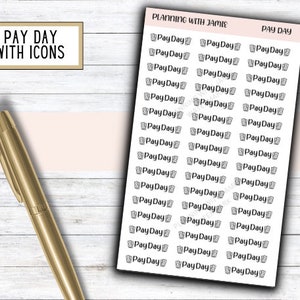 PAYDAY With ICONS Planner Stickers, Pay Day Script, Planner Stickers, Mom Planning Stickers, Pay Day Stickers