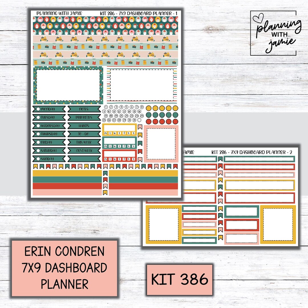 Kit 386 Erin Condren Dashboard Planner Sticker Kit || Dashboard Weekly ...