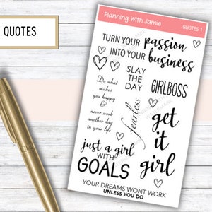 Stickers, Quote Stickers, Inspirational Stickers, Goal Stickers, Script Stickers, Girl Boss Stickers
