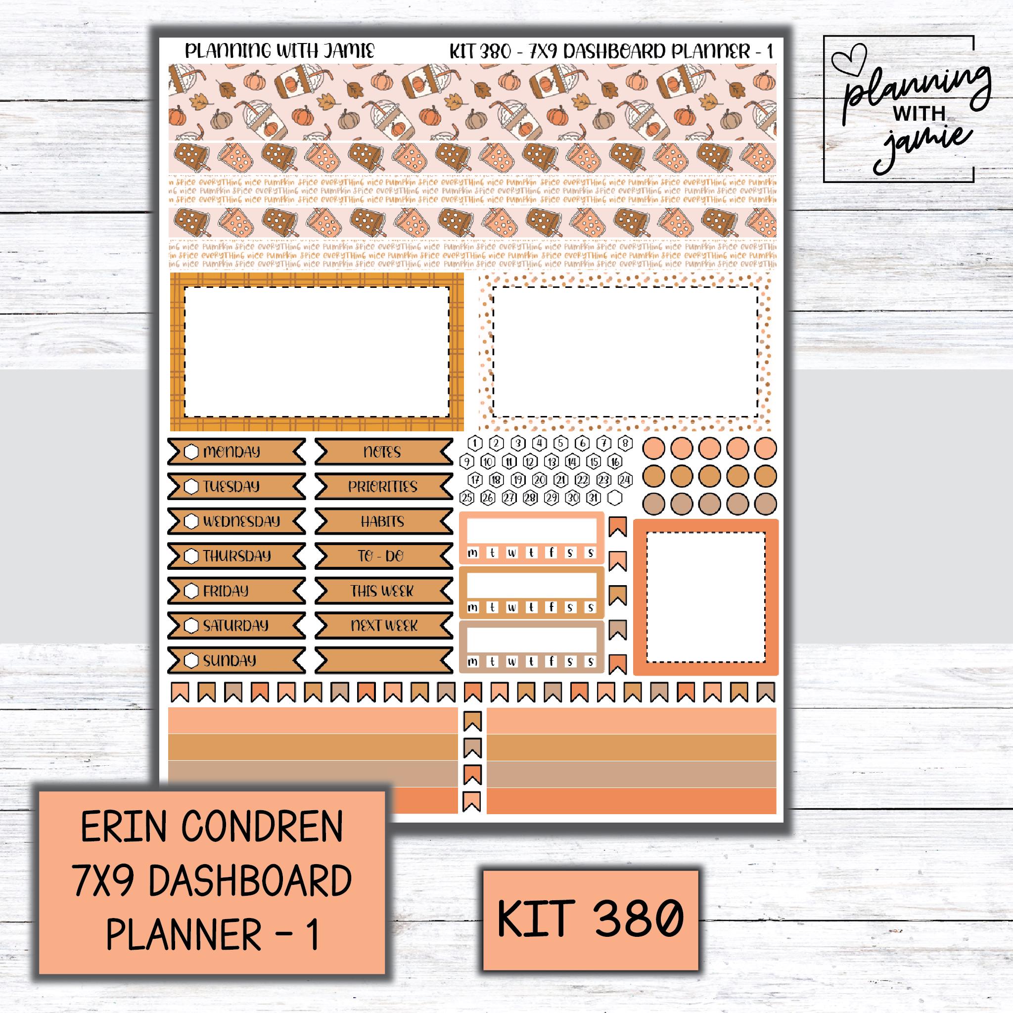 Kit 380 Erin Condren Dashboard Planner Sticker Kit || Dashboard Weekly ...