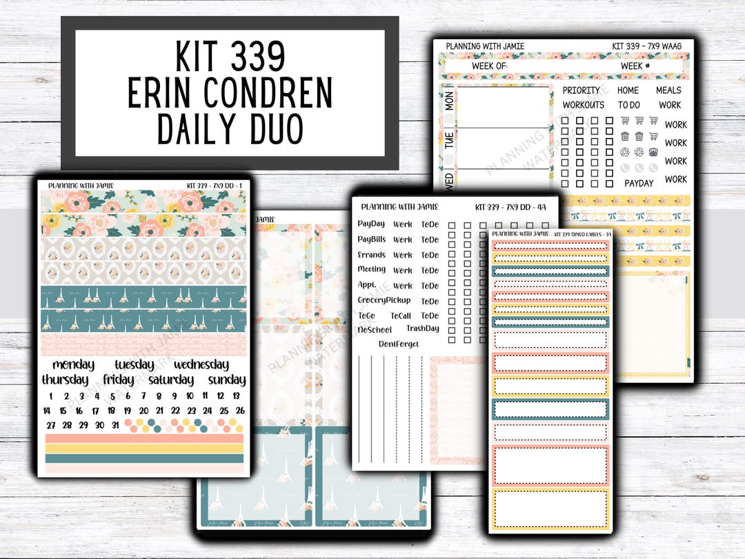 Kit 339 Erin Condren Daily Duo || Weekly Sticker Kit || Daily Duo ...