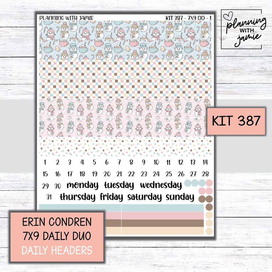 Kit 387 Erin Condren 7x9 Daily Duo || Weekly Sticker Kit || 7X9 Daily ...