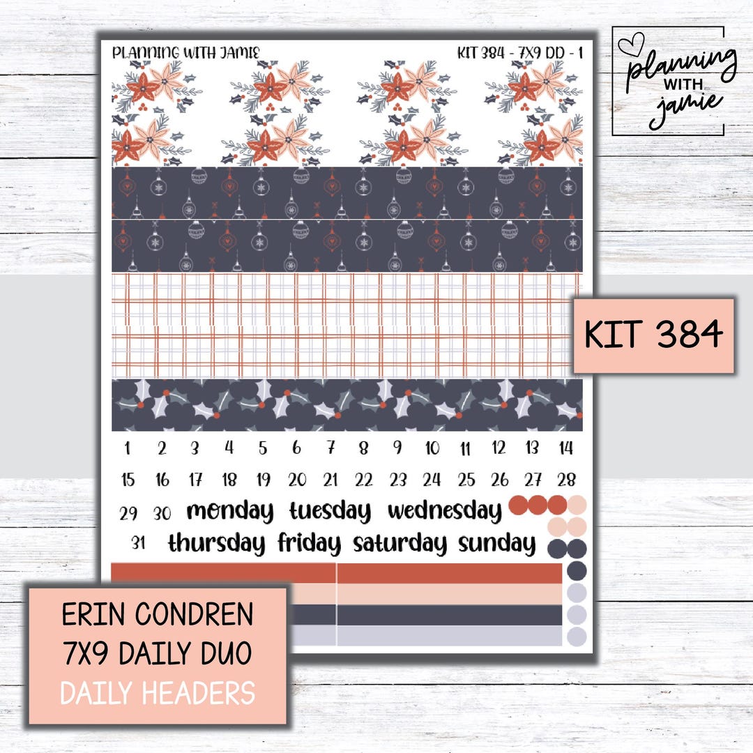 Kit 384 Erin Condren 7x9 Daily Duo || Weekly Sticker Kit || 7X9 Daily ...