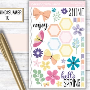 spring stickers, summer stickers, spring planner stickers
