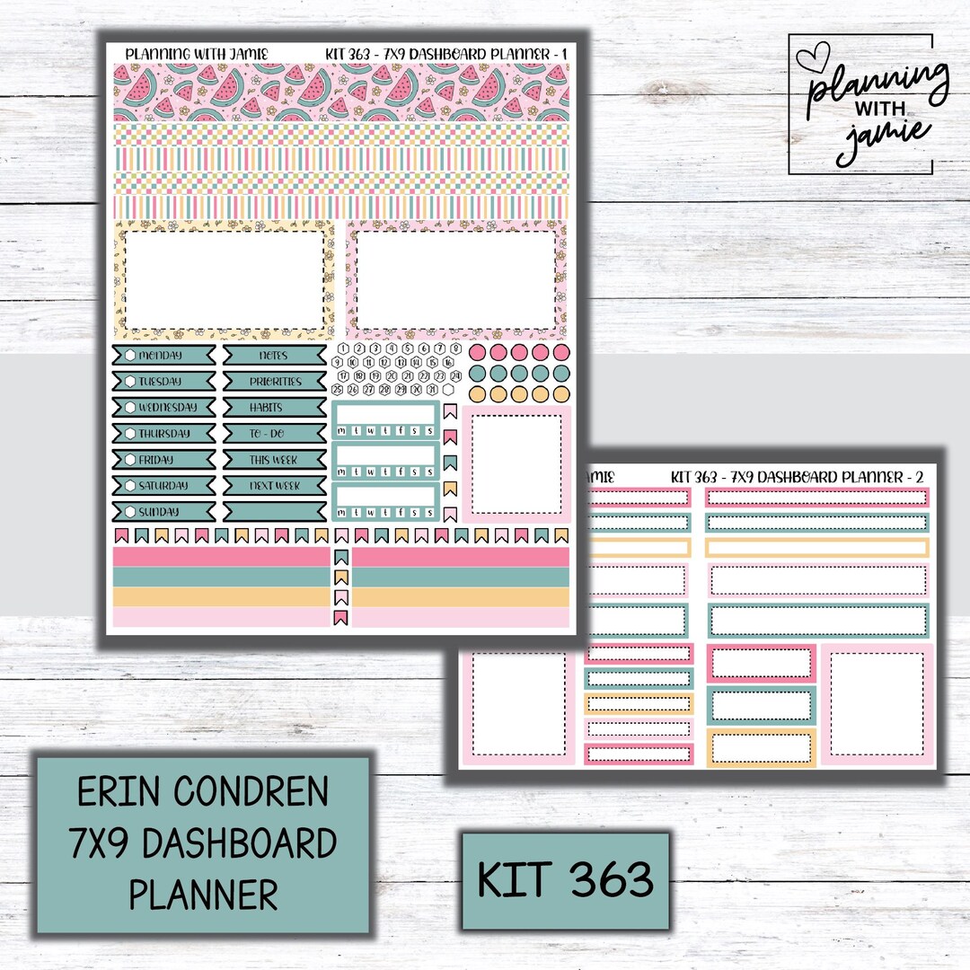 Kit 363 Erin Condren Dashboard Planner Sticker Kit || Dashboard Weekly ...