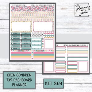 Kit 363 Erin Condren Dashboard Planner Sticker Kit || Dashboard Weekly Sticker Kit || Erin Condren Stickers