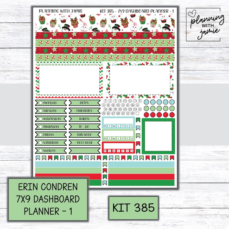 Kit 385 Erin Condren Dashboard Planner Sticker Kit || Dashboard Weekly ...