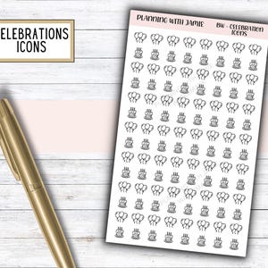 CELEBRATIONS ICONS, Birthday Cake and Balloons Icon Stickers, Daily Icon Stickers, Planning Sticker, Planner Stickers, Schedule Stickers