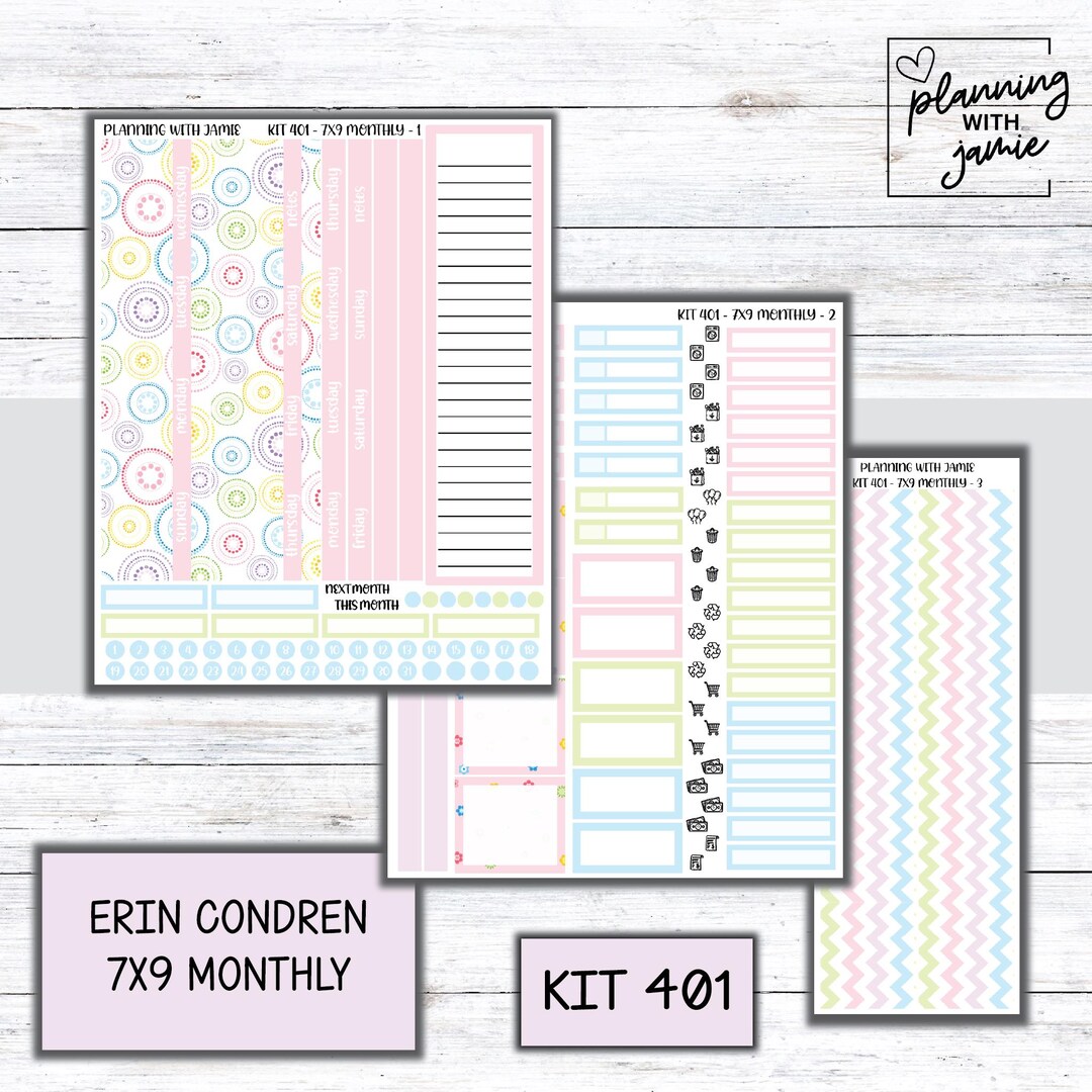 KIT 401 Erin Condren Monthly Sticker Kit - Etsy