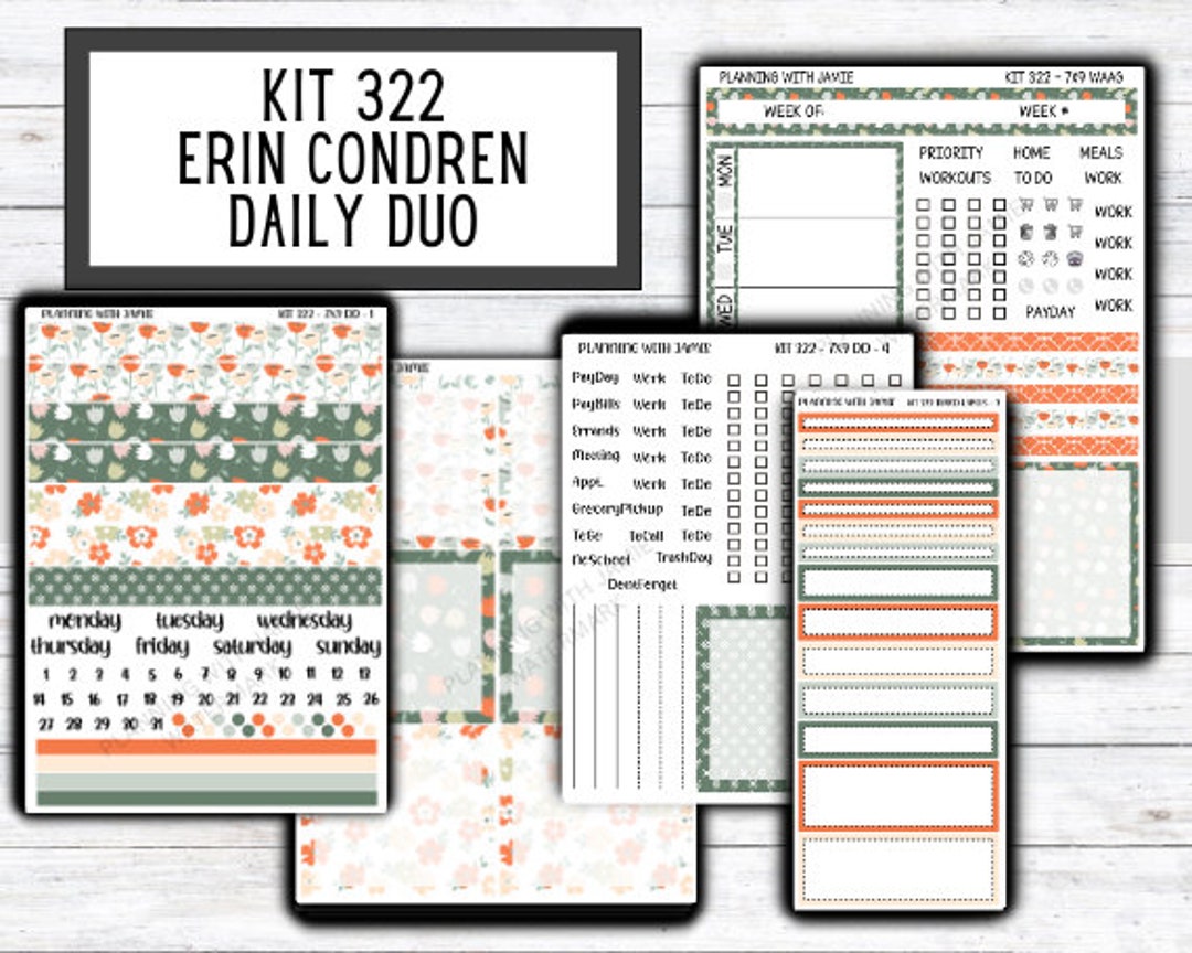 Kit 322 Erin Condren Daily Duo || Weekly Sticker Kit || Daily Duo ...