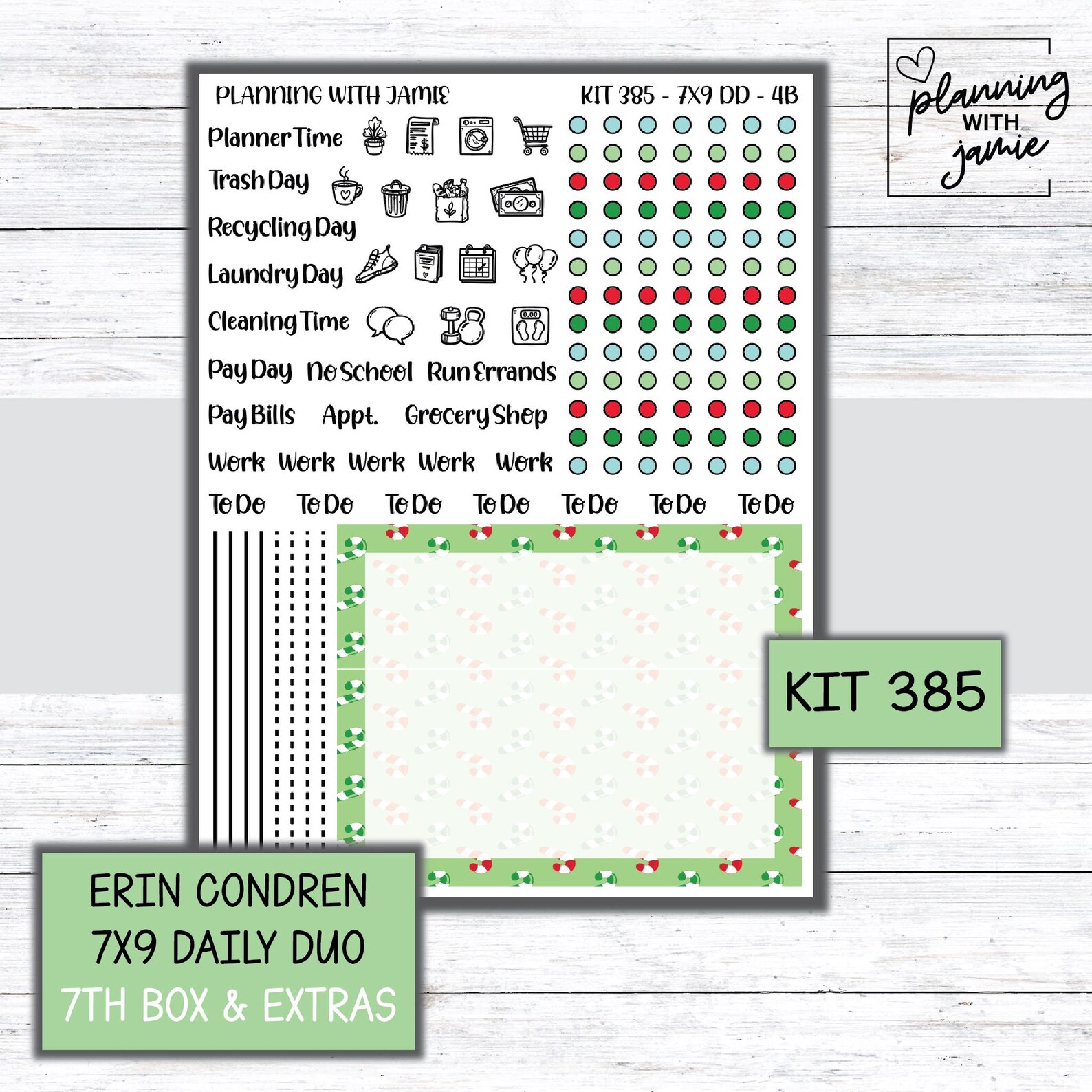 Kit 385 Erin Condren 7x9 Daily Duo || Weekly Sticker Kit || 7X9 Daily ...