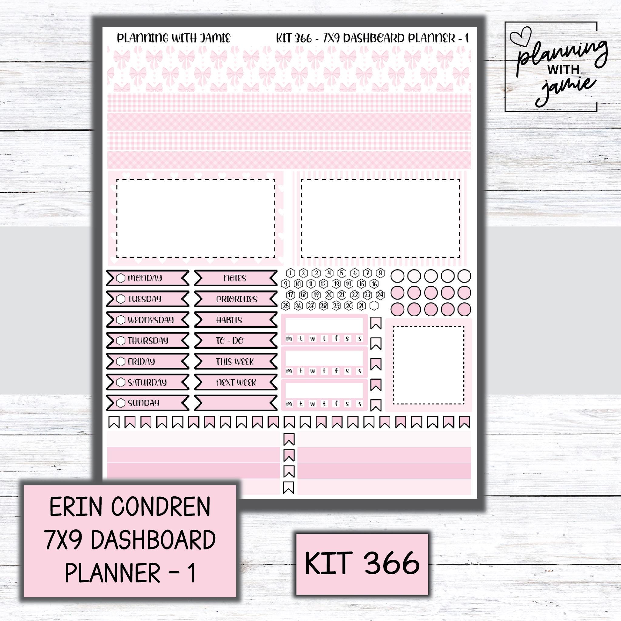 Kit 366 Erin Condren Dashboard Planner Sticker Kit || Dashboard Weekly ...