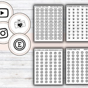 SOCIAL MEDIA Mini Icon Stickers, Youtube Stickers, Camera Stickers, Instagram Sticker, Etsy Stickers, Planner Stickers