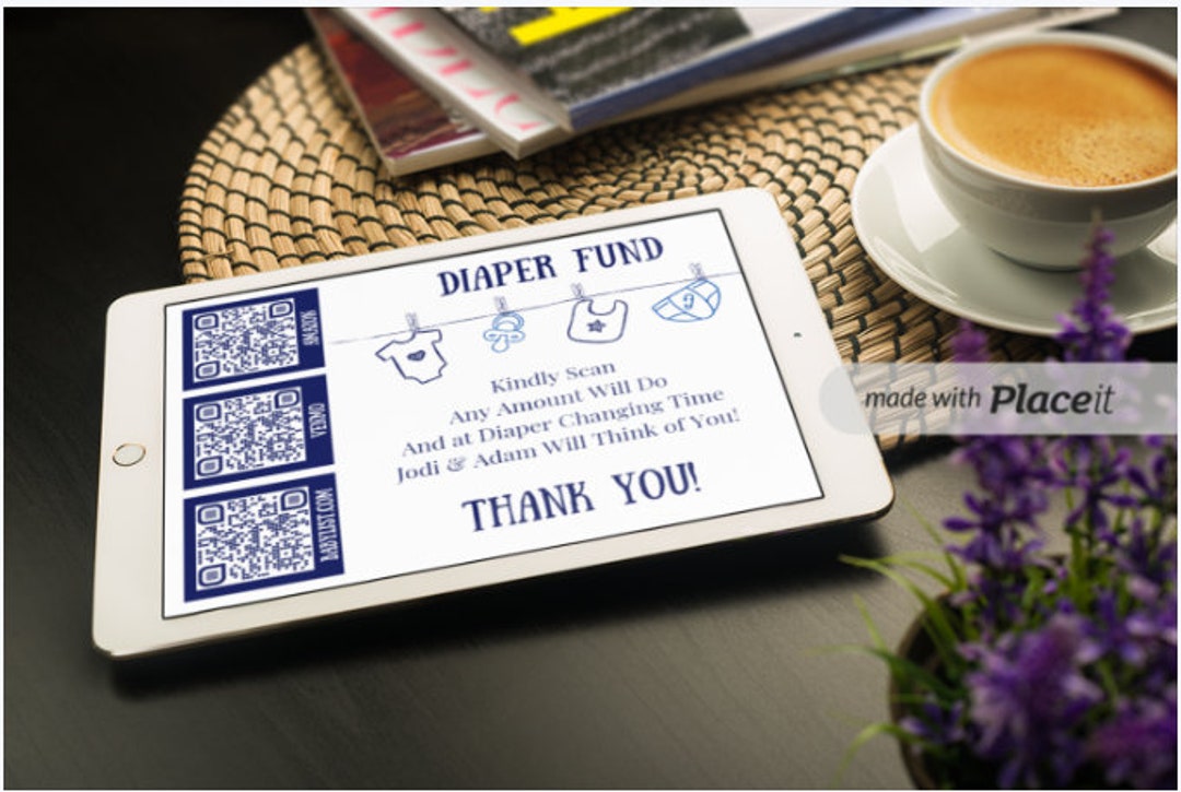 Digital Diaper Fund Cards Baby Shower Venmo Cashapp Paypal Etsy