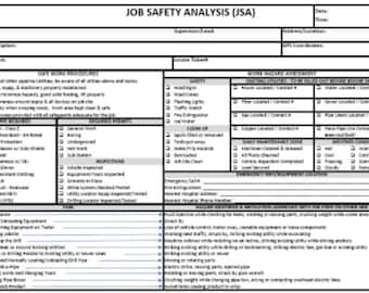 Digital JHA / JSA Underground Directional Boring | Construction | OSHA Required Job Safety Hazard Analysis | Customize | Checklist | Form