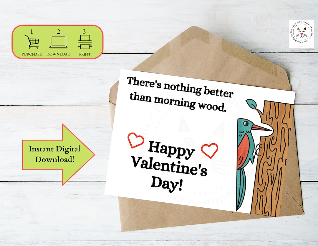 Funny Happy Valentines Day Printable Card Instant Download PDF ...