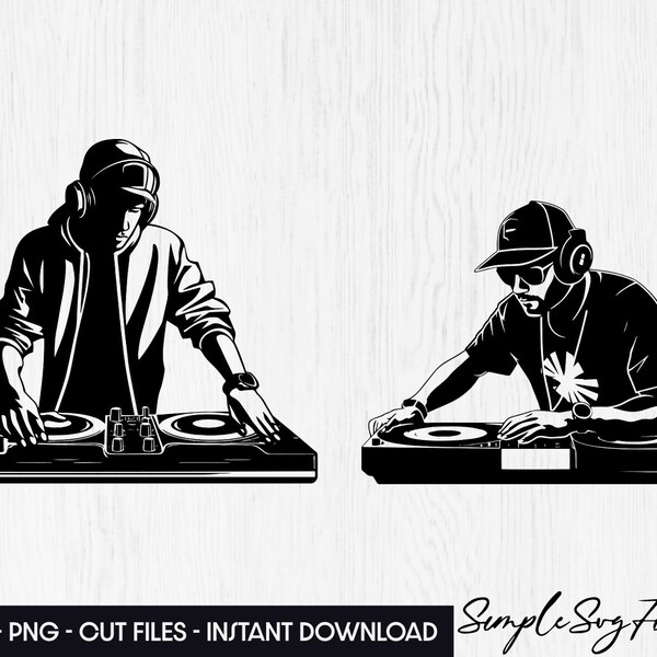 DJ Disc Jockey svg png for Cricut, Silhouette Vector Music dj SVG, Club Radio Sound Clip Art, dj Setup Design Art Logo