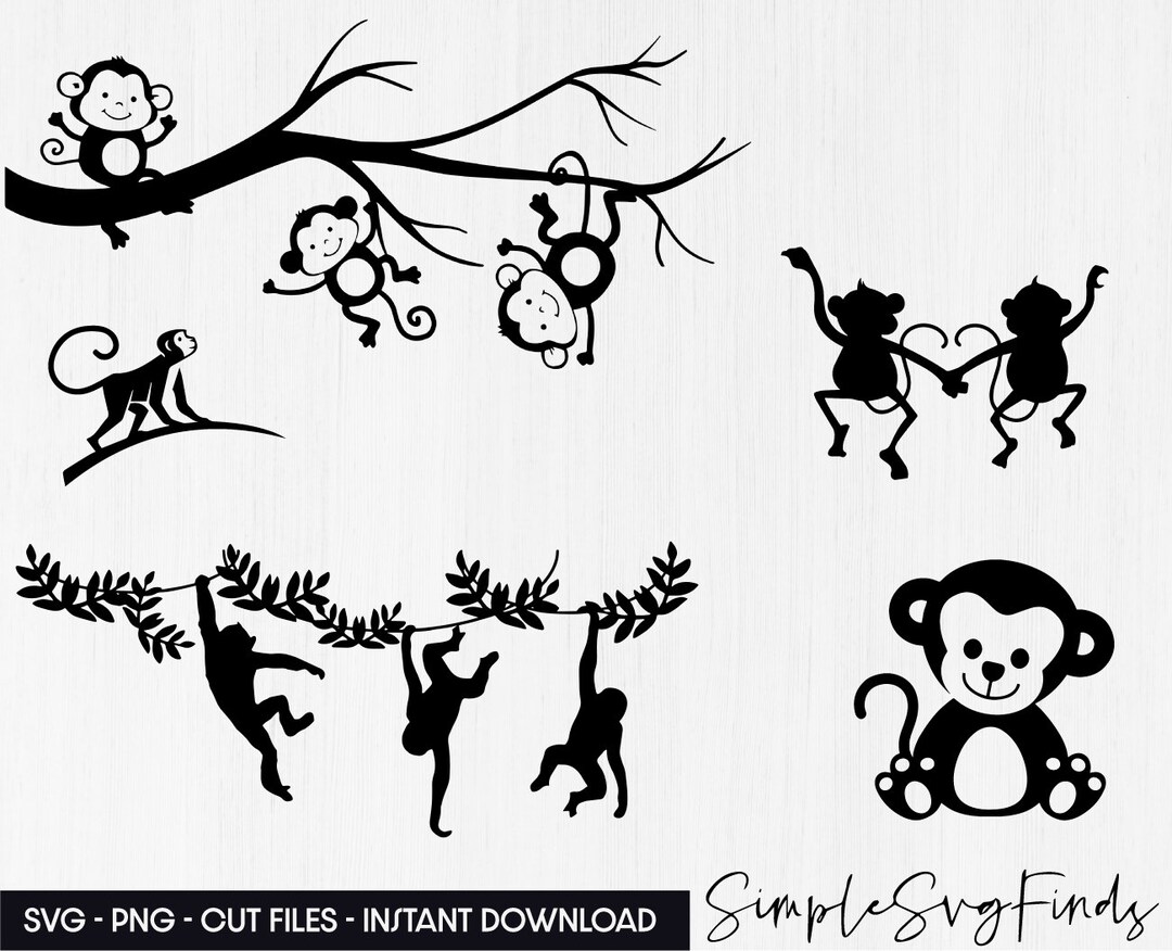 Buy Monkey Svg Bundle, Png, Clipart Jungle Animal Svg Shirt File for