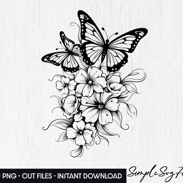 Floral Butterfly Svg, Flower Svg Files, Flower Butterfly SVG, Flower Animal Svg, Butterly Clipart , Flower Butterfly Svg Files for Cricut.