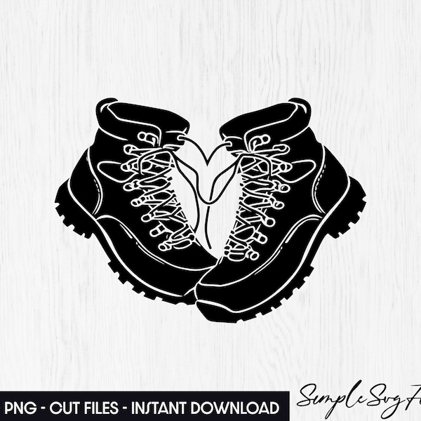 Hiking boots svg & png, adventure camping clipart, nature vector laser cut file for cricut and silhouette