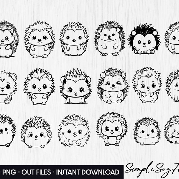 Hedgehog Bundle Svg, Hedgehog Svg, Hedgehog Clipart, Hedgehog Cut Files for Cricut, Cute Hedgehog Svg, Cartoon Hedgehog Svg