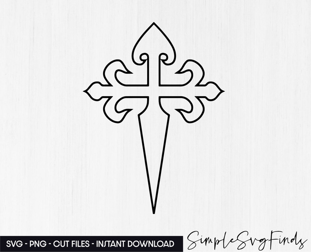 Cross of St. James Order of Santiago SVG, Laser PNG Cut File for Cameo