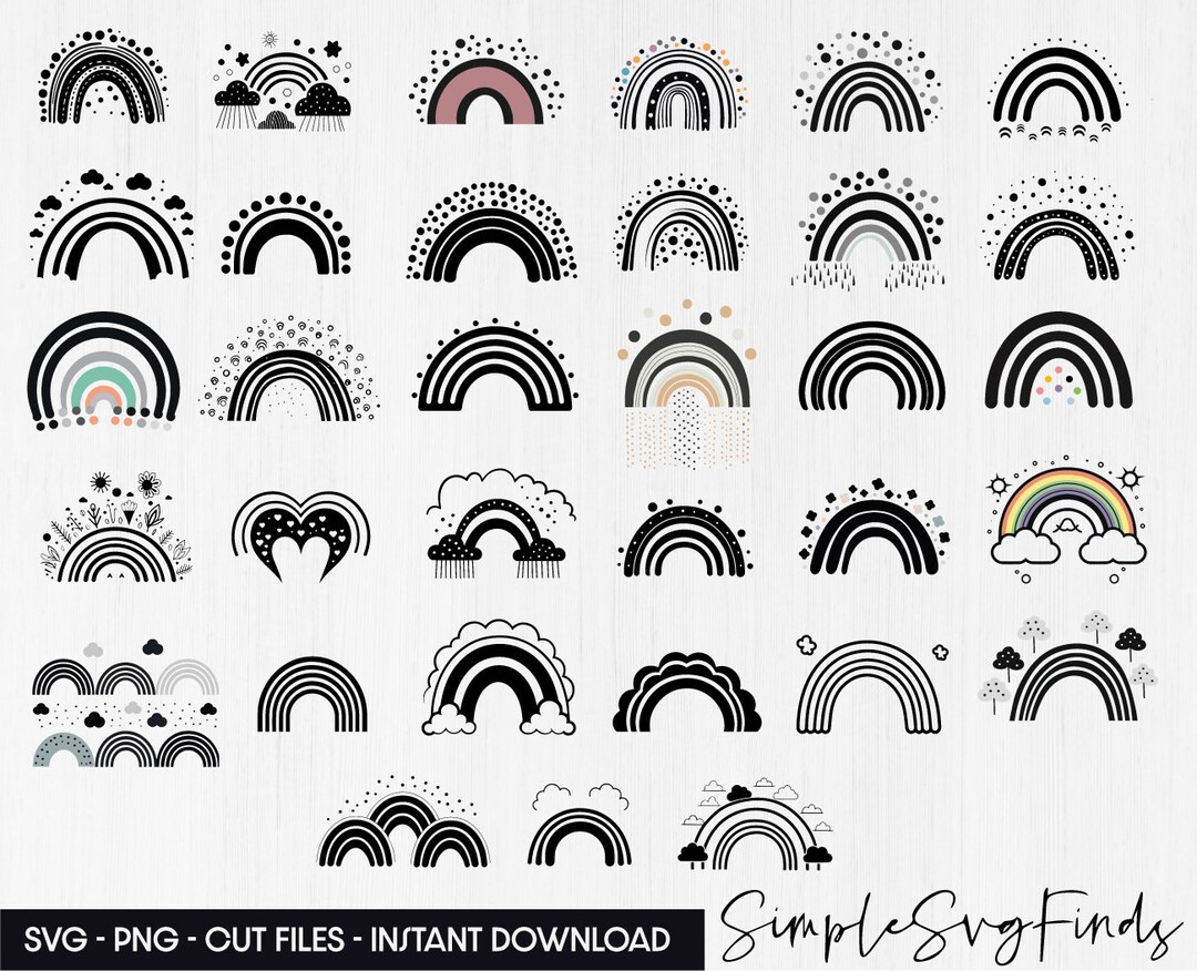 Boho Rainbow Svg Bundle Cute Pastel Rainbow Png Clipart - Etsy