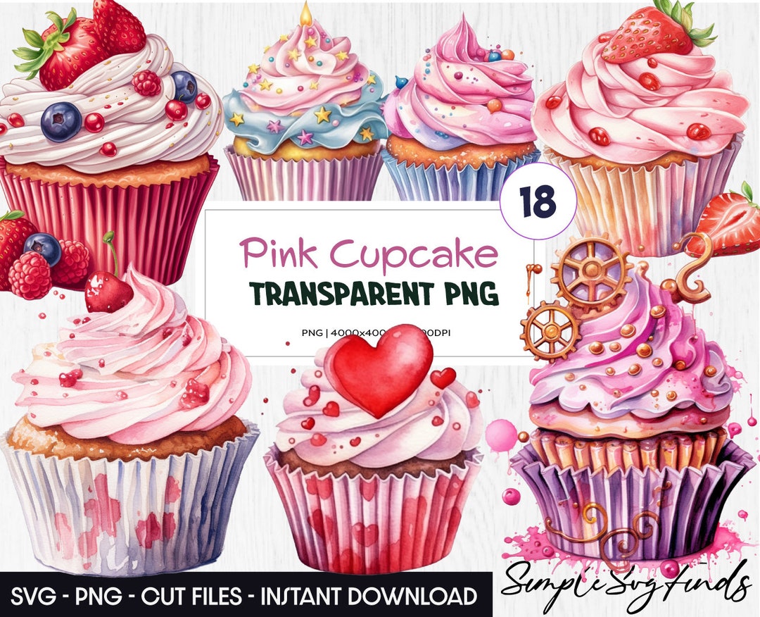 18 Cupcakes Clipart Watercolor Png Bakery Sweers Clip Art - Etsy